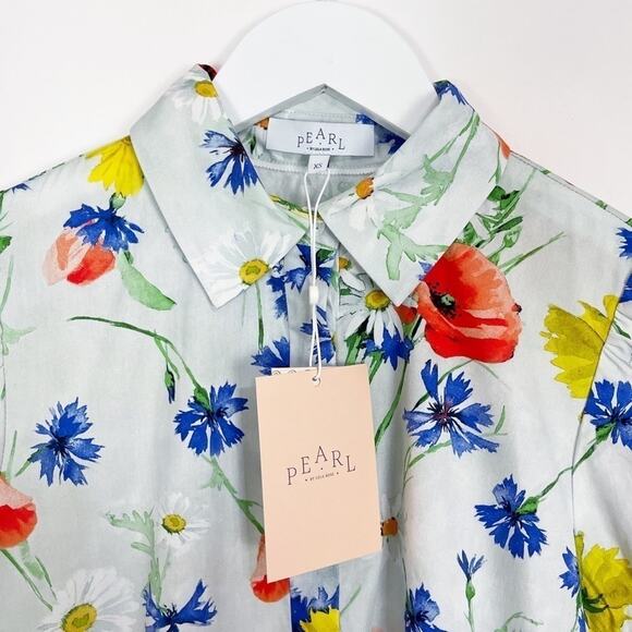 Pearl by Lela Rose Floral Poplin Flounce Hem Dress - Picture 6 of 12